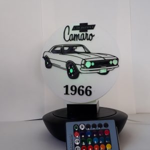 luminária Camaro 1966 Led e Rgb com base para mesa.