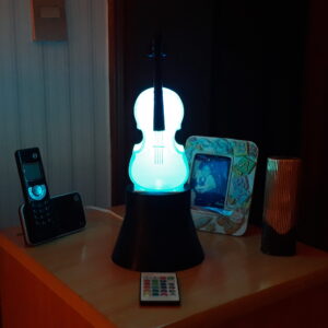Abajur Luminária Violino com LED e RGB para decoração.