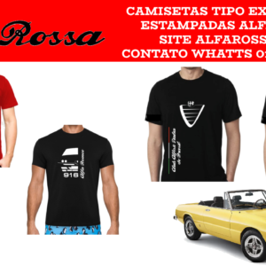 Camisetas estampadas tecido exportação Alfa Romeo Spider.
