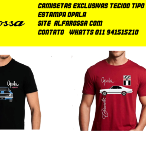 Camisetas com estampas Chevrolet Opala tecido exportação.